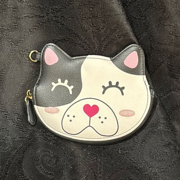 Cute Cat Face Coin Purse - Black and White - Picture 1 of 4
